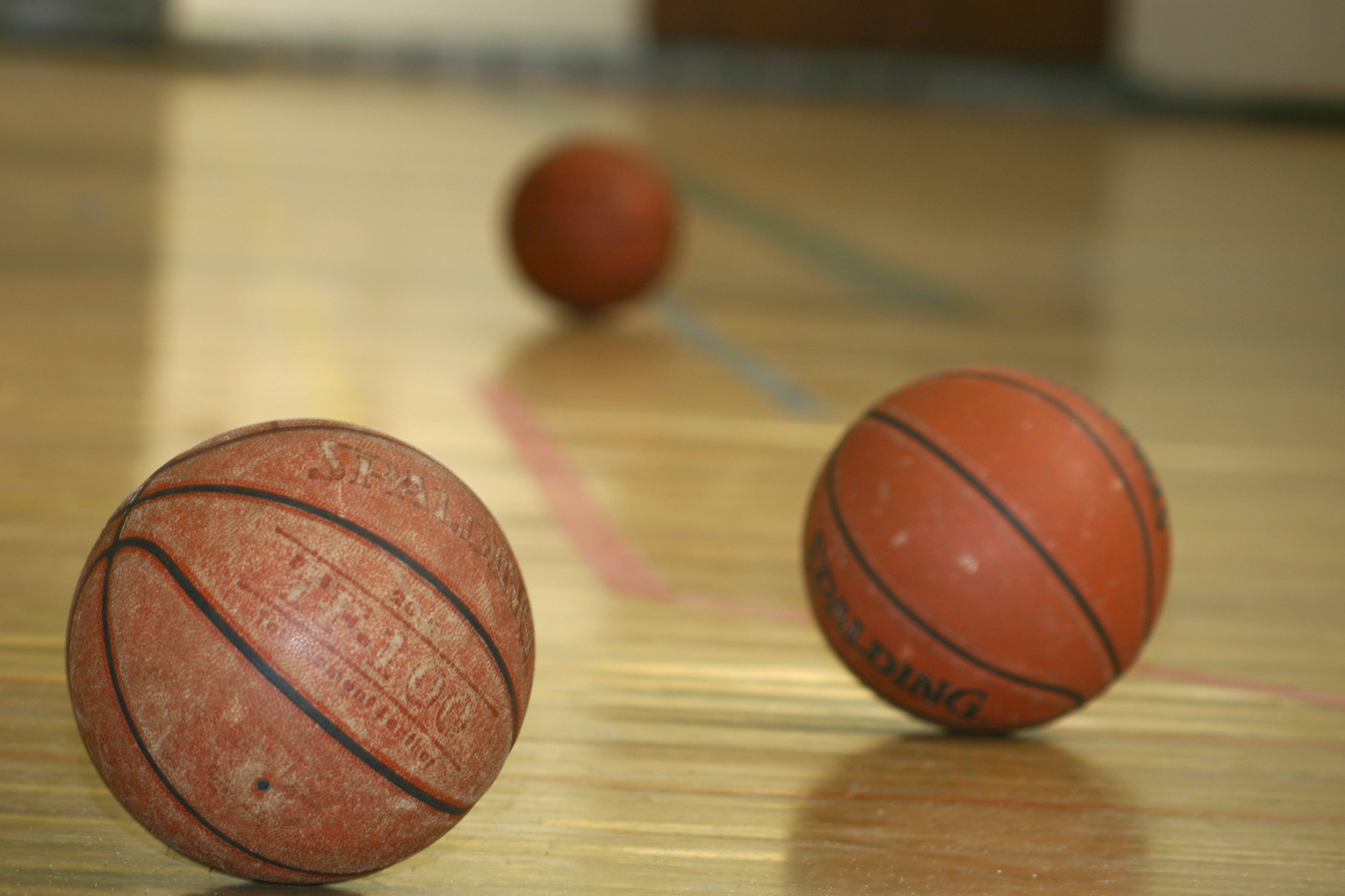 basketballs on a court