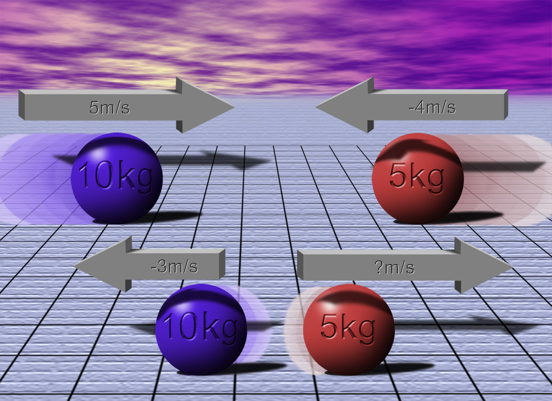 balls colliding/ conservation of momentum