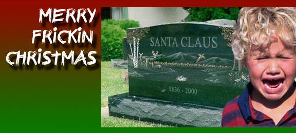 a funny picture of a boy crying at Santa's grave